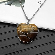 Natural Tiger Eye Pendant Necklaces, 19.69 inch(50cm)(CY8832-8)