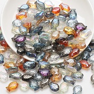 Transparent Glass Beads, Fish, Mixed Color, 10x14mm, Hole: 1.2mm(ANIM-PW0001-092)