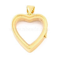 Rack Plating Brass Locket Pendants, with Plastic, Cadmium Free & Lead Free, Long-Lasting Plated, Real 18K Gold Plated, Heart, 20x19x6mm, Hole: 4x3mm(KK-F874-01G-05)