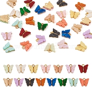 Pandahall 30Pcs 15Colors Acrylic Charms, with Alloy Finding, Butterfly Charm, Mixed Color, 13x14x3mm, Hole: 2mm, 2pcs/color(MACR-TA0001-33)