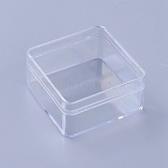 Plastic Bead Containers, Square, Clear, 6x6x3cm, Inner Diameter: 5.6x5.6cm(CON-WH0068-30A)