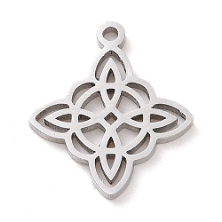 Non-Tarnish 304 Stainless Steel Hollow Pendants, Knot, Stainless Steel Color, 19x16x1mm, Hole: 1.5mm(STAS-P313-03P)