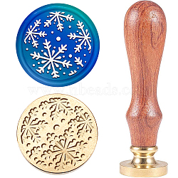 Christmas Theme Wax Seal Stamp Set, Sealing Wax Stamp Solid Brass Head with Wooden Handle, for Envelopes Invitations, Gift Card, Snowflake, 83x22mm, Stamps: 25x14.5mm(AJEW-WH0208-966)