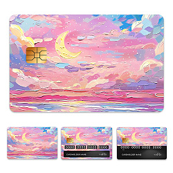 Plastic Waterproof Card Stickers, Self-adhesion Card Skin for Bank Card Decor, Rectangle, Moon, 140x190mm(STIC-WH0032-219)