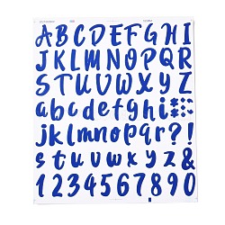 Number & Alphabet & Sign PVC Waterproof Self-Adhesive Sticker, for Gift Cards Decoration, Blue, 21.5x18.5x0.02cm, Tags: 5~26x5~20mm, 72pcs/sheet(DIY-I073-04B)