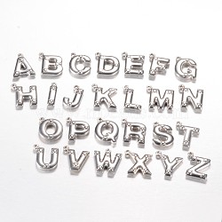 201 Stainless Steel Charms, Random Mixed Letters, 15.2x13x3mm, Hole: 1.2mm(STAS-G081-M-P)