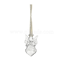 Glass Angel Pendant Decorations, for Christmas Tree Hanging Ornaments, Clear, 63x35mm(PW-WG2E834-01)