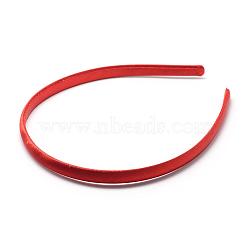 Plain Plastic Hair Band Findings, No Teeth, Covered with Cloth, Red, 120mm, 9.5mm(OHAR-Q275-04H)