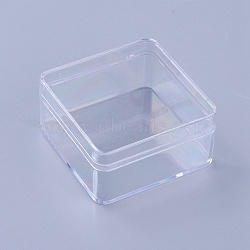 Plastic Bead Containers, Square, Clear, 6x6x3cm, Inner Diameter: 5.6x5.6cm(CON-WH0068-30A)