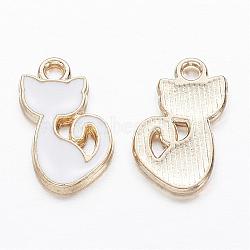 Alloy Enamel Kitten Charms, Cat Silhouette Shape, Golden, 15x8.5x1.5mm, Hole: 1.5mm(PALLOY-P118-26)