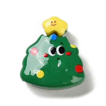 Christmas Theme Opaque Resin Decoden Cabochons, for Jewelry Making, Christmas Tree, 20.5x28x7mm