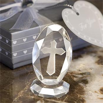 Transparent Glass Cross Ornament, Wedding Easter Gift, for Room Decor, Home Decor, Clear, 42x26.5x43mm