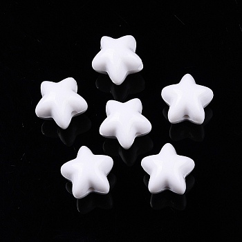 Opaque Acrylic Beads, Star, White, 15.5x16.5x15mm, Hole: 2.5mm, about 270pcs/500g