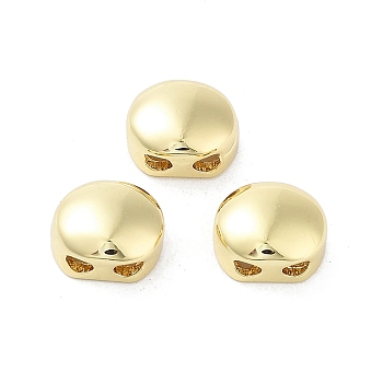 Oval Brass Beads, Cadmium Free & Lead Free, Long-Lasting Plated, Real 18K Gold Plated, 6.5x8x4mm, Hole: 1.6mm