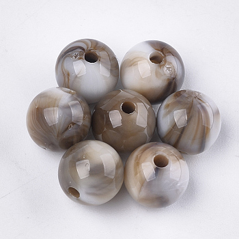 Acrylic Beads, Imitation Gemstone Style, Round, Gainsboro, 10x9.5mm, Hole: 1.8mm