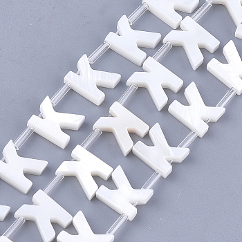 Natural Freshwater Shell Beads, Top Drilled Beads, White, Letter.K, 10x8x3mm, Hole: 0.8mm