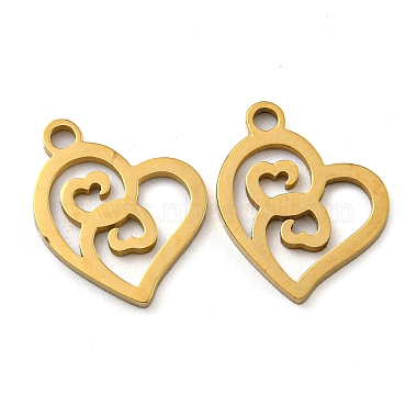 Real 18K Gold Plated Heart 316 Surgical Stainless Steel Charms