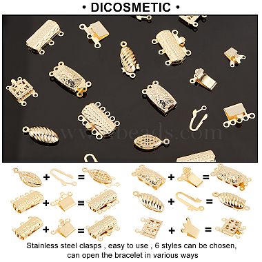30 Sets 6 Styles 304 Stainless Steel Box Clasps(STAS-DC0009-61)-4