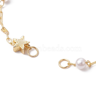 Brass Star & ABS Imitation Pearl Beaded Chain Bracelet Making(AJEW-JB01150-38)-2