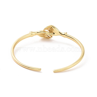 Латунный двойной браслет-манжета для объятий для женщин(BJEW-G661-01G)-2