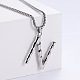 3Pcs Stainless Steel Textured Letter Pendant Box Chain Necklaces(LW4134-39)-1