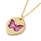 Brass Enamel Cable Chain Butterfly Pendant Necklaces(NJEW-K379-01G-02)-2