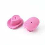 Food Grade Eco-Friendly Silicone Beads, Cowboy Hat, Pink, 20.5x29x14mm, Hole: 2mm(SIL-WH0013-28A)