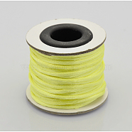 Macrame Rattail Chinese Knot Making Cords Round Nylon Braided String Threads, Satin Cord, Champagne Yellow, 2mm, about 10.93 yards(10m)/roll(NWIR-O001-A-17)