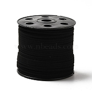 Flat Faux Suede Cord, Faux Suede Lace, for DIY Handmade Crafts, Black, 2.5x1.2mm, 100 yards/roll(LW-C001-01A)