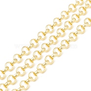 Rack Plating Brass Rolo Chains, Long-Lasting Plated, Cadmium Free & Nickel Free & Lead Free, Unwelded, with Spool, Real 18K Gold Plated, 5.5x2mm(CHC-B021-02G)