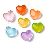 Translucent Resin Cabochons, Heart, Mixed Color, 14.6x17x9.9mm(RESI-R438-01)