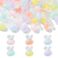 60Pcs 6 Colors Transparent Clear Acrylic Beads, Frosted, DIY Accessories, Bead in Bead, Rabbit, Mixed Color, 15.5x12x10mm, Hole: 2mm, 10pcs/color(FACR-CJ0001-10)