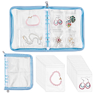 Transparent Jewelry Organizer Storage Zipper Bag, 3 Inch 5 Inch Jewelry Storage Loose Leaf Album with 60Pcs Zip Lock Bags, Holder for Rings Earring Necklaces Bracelets, Rectangle, Light Sky Blue, 23x18.5x2.5cm(AJEW-WH0314-44E)