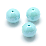 Pearlized Style Acrylic Beads, Round, Pale Turquoise, 12mm, Hole: 2mm, about 530pcs/500g(MACR-S826-12mm-E)