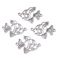 201 Stainless Steel Links connectors, Laser Cut, Goldfish, Stainless Steel Color, 15.5x20.5x1mm, Hole: 1.4mm(STAS-R104-036P)