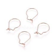 304 Stainless Steel Hoop Earrings Findings, Kidney Ear Wires, Rose Gold, 18x13x0.8mm(STAS-H436-02RG)