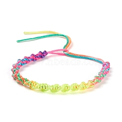 Rainbow Color Polyester Braided Adjustable Bracelet Making for Women, Colorful, 11-3/8~11-5/8 inch(29~29.5cm), 5~5.5mm(BJEW-F454-03)