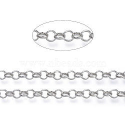 Brass Rolo Chains, Belcher Chains, Soldered, Long-Lasting Plated, with Spool, Cadmium Free & Nickel Free & Lead Free, Platinum, 4.5x1.2mm, about 6.56 Feet(2m)/roll(X-CHC-S008-002A-P)