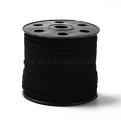 Flat Faux Suede Cord, Faux Suede Lace, for DIY Handmade Crafts, Black, 2.5x1.2mm, 100 yards/roll(LW-C001-01A)