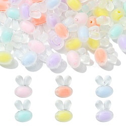60Pcs 6 Colors Transparent Clear Acrylic Beads, Frosted, DIY Accessories, Bead in Bead, Rabbit, Mixed Color, 15.5x12x10mm, Hole: 2mm, 10pcs/color(FACR-CJ0001-10)