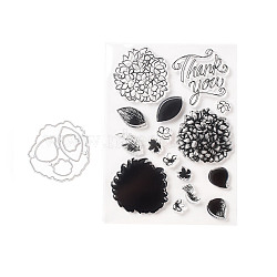 Clear Silicone Stamps and Carbon Steel Cutting Dies Set, for DIY Scrapbooking, Photo Album Decorative, Cards Making, Stamp Sheets, Flower Pattern, Stamps: 11x15x0.3cm; Cutting Dies Stencils: 5.9x5.2x0.07cm, 2pcs/set(DIY-F105-01)