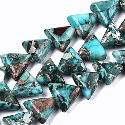 Natural Imperial Jasper Beads Strands, Triangle, Dyed, 9~10x10.5x4.5mm, Hole: 1.4mm, about 47pcs/strand, 15.94 inch(40.5cm)(G-S366-063)