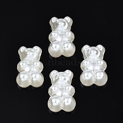 ABS Plastic Imitation Pearl Beads, Bear, Creamy White, 19x12x8mm, Hole: 1.6mm(X-OACR-N008-120)