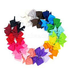 Grosgrain Bowknot Alligator Hair Clips, with Iron Alligator Clips, Platinum, Mixed Color, 100mm(OHAR-Q118-M)