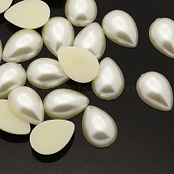 ABS Plastic Imitation Pearl Cabochons, Dyed, teardrop, Beige, 14x10x4mm(MACR-F032-10x14mm-22)