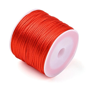 30M Nylon Rattail Satin Cord, Beading String, for Chinese Knotting, Jewelry Making, Orange Red, 1mm, about 32.81 Yards(30m)/Roll