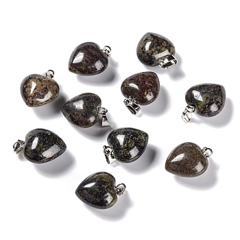 Synthetic Black Stone Pendants, with Platinum Brass Loops, Heart, 18~19x15~15.5x6~8mm, Hole: 6x2.5~3mm