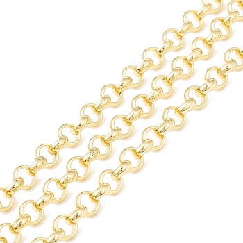 Rack Plating Brass Rolo Chains, Long-Lasting Plated, Cadmium Free & Nickel Free & Lead Free, Unwelded, with Spool, Real 18K Gold Plated, 5.5x2mm