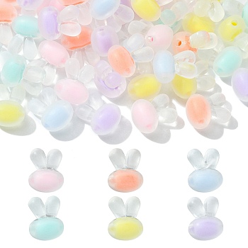 60Pcs 6 Colors Transparent Clear Acrylic Beads, Frosted, DIY Accessories, Bead in Bead, Rabbit, Mixed Color, 15.5x12x10mm, Hole: 2mm, 10pcs/color