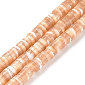 Natural Trochid Shell/Trochus Shell Beads Strands, Column, Brown, 6x2mm, Hole: 0.8mm, about 172pcs/strand, 15.5 inch(39.5cm)